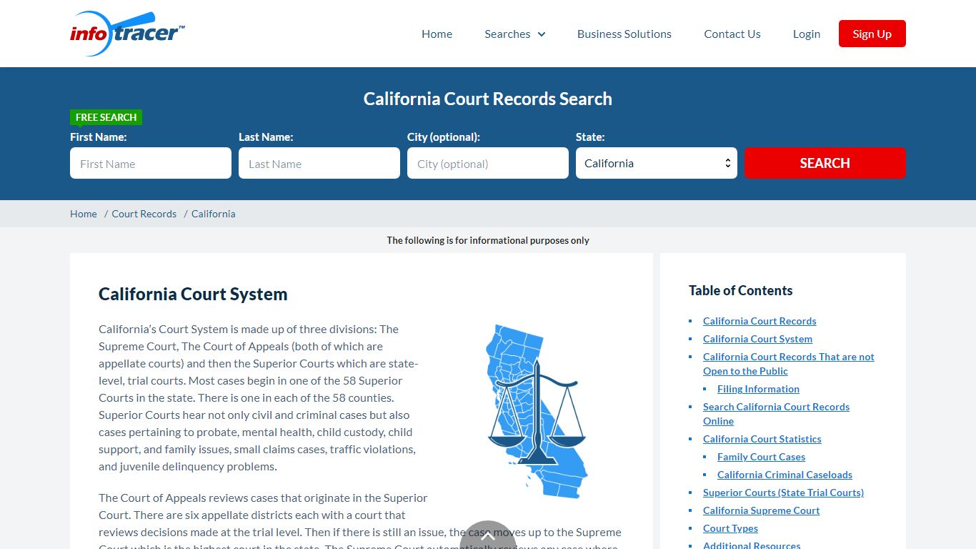 Search California Court Records By Name Online - InfoTracer